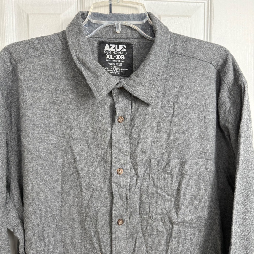 AZUR Flannel Shirt XL Grey Minimalist Cottagecore Workwear Button Down